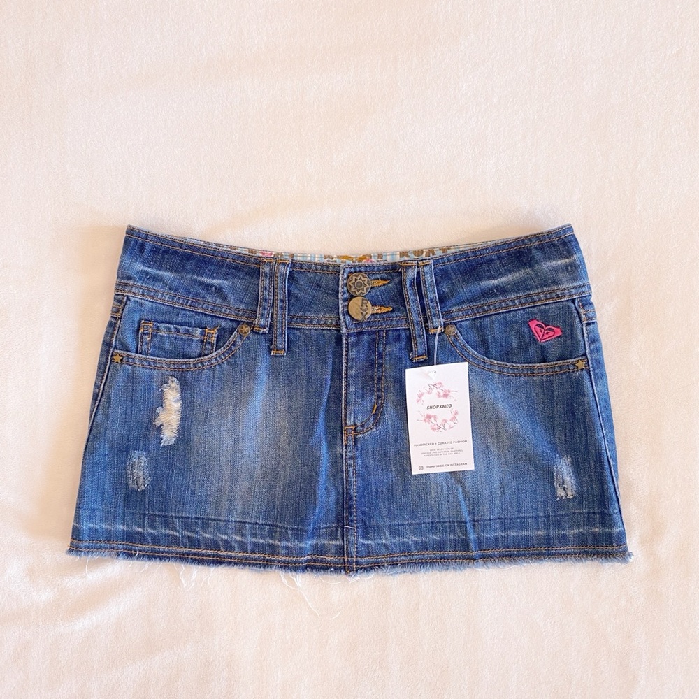 2000s vintage roxy denim mini skirt